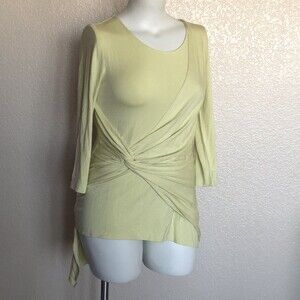 Soft Surroundings Twist Knot Asymmetrical Knit Tunic Top Size M Green New